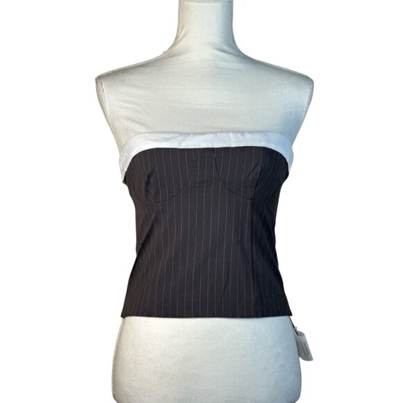 Lovers and Friends Ashley Top in Grey Pinstripe Small New Womens Strapless Corse - Picture 6 of 12